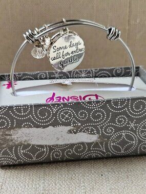 Disney Bracelet SOME DAYS CALL FOR EXTRA SPARKLE Silver Wrist Band New Defect
